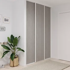 Porte de placard coulissante béton profil blanc GoodHome Arius H. 248,5 x L. 62.2 cm + amortisseurs