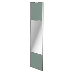 Porte de placard coulissante avec miroir vert de gris profil gris GoodHome Arius H. 248,5 x L. 62.2 cm + amortisseurs