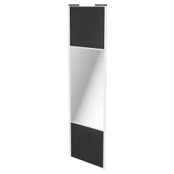 Porte de placard coulissante avec miroir anthracite profil blanc GoodHome Arius H. 248,5 x L. 77.2 cm + amortisseurs