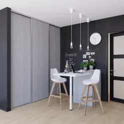 Porte de placard coulissante béton profil gris GoodHome Arius H. 248,5 x L. 77.2 cm + amortisseurs