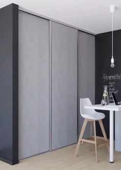 Porte de placard coulissante béton profil gris GoodHome Arius H. 248,5 x L. 77.2 cm + amortisseurs