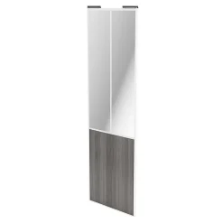 Porte de placard coulissante atelier effet chêne grisé profil blanc GoodHome Arius H. 248,5 x L. 76.2 cm + amortisseurs