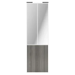 Porte de placard coulissante atelier effet chêne grisé profil blanc GoodHome Arius H. 248,5 x L. 76.2 cm + amortisseurs