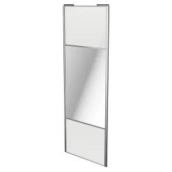 Porte de placard coulissante avec miroir blanc brillant profil gris GoodHome Arius H. 248,5 x L. 92.2 cm + amortisseurs