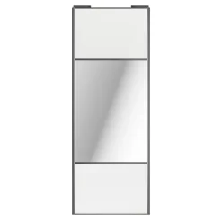 Porte de placard coulissante avec miroir blanc brillant profil gris GoodHome Arius H. 248,5 x L. 92.2 cm + amortisseurs