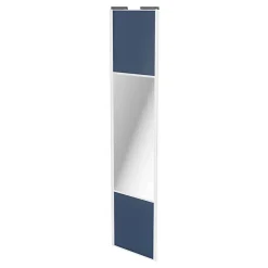 Porte de placard coulissante avec miroir bleu profil blanc GoodHome Arius H. 248,5 x L. 62.2 cm + amortisseurs