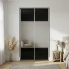 Porte de placard coulissante avec miroir noir profil gris GoodHome Arius H. 248,5 x L. 62.2 cm + amortisseurs
