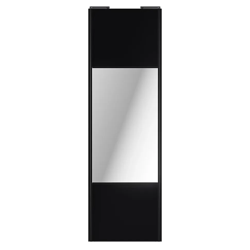 Porte de placard coulissante avec miroir noir mat profil noir GoodHome Arius H. 248,5 x L. 77.2 cm + amortisseurs