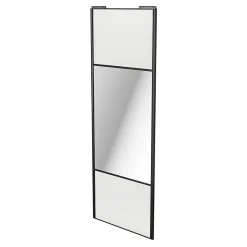Porte de placard coulissante avec miroir blanc brillant profil noir GoodHome Arius H. 248,5 x L. 92.2 cm + amortisseurs