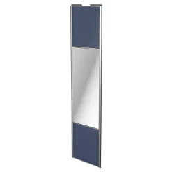 Porte de placard coulissante avec miroir bleu profil gris GoodHome Arius H. 248,5 x L. 62.2 cm + amortisseurs