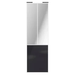Porte de placard coulissante atelier noir profil blanc GoodHome Arius H. 248,5 x L. 76.2 cm + amortisseurs
