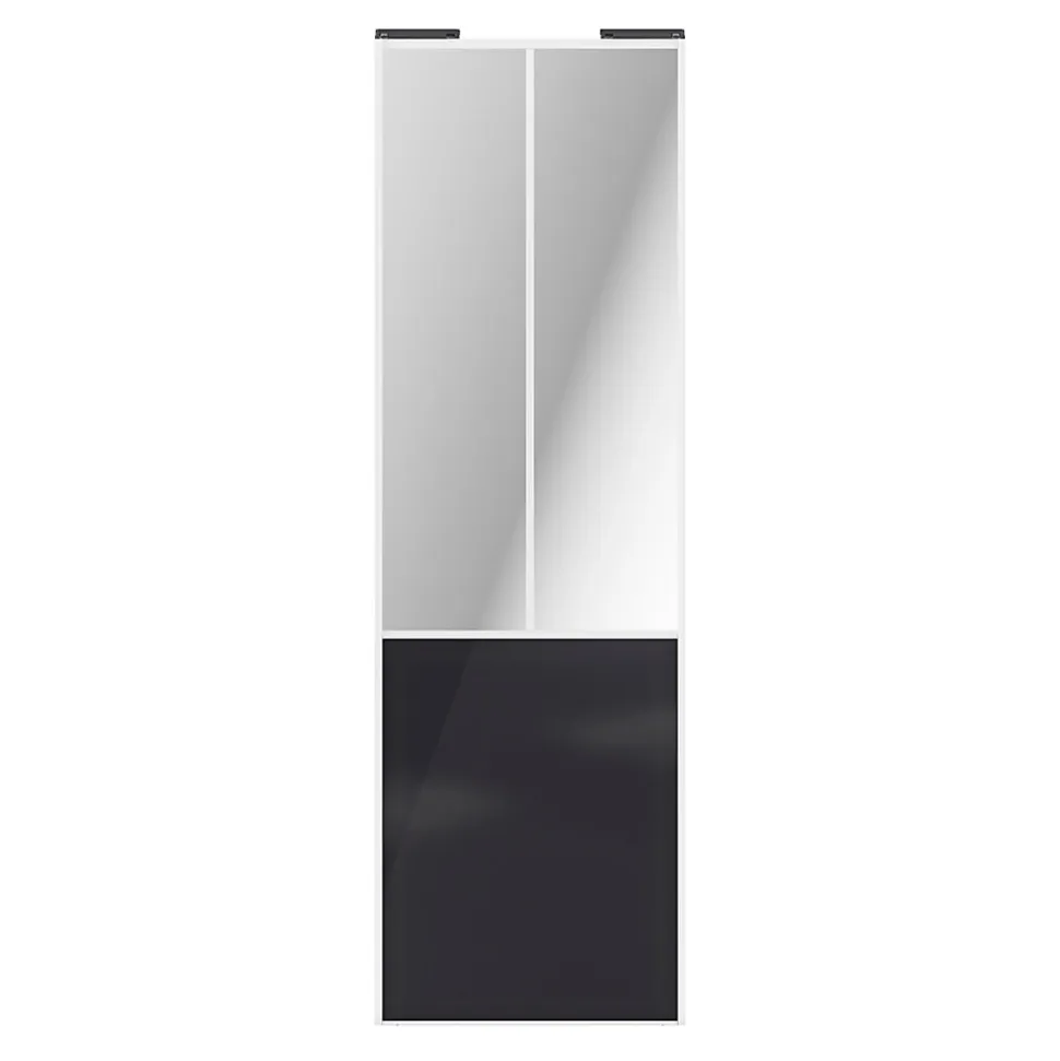 Porte de placard coulissante atelier noir profil blanc GoodHome Arius H. 248,5 x L. 76.2 cm + amortisseurs