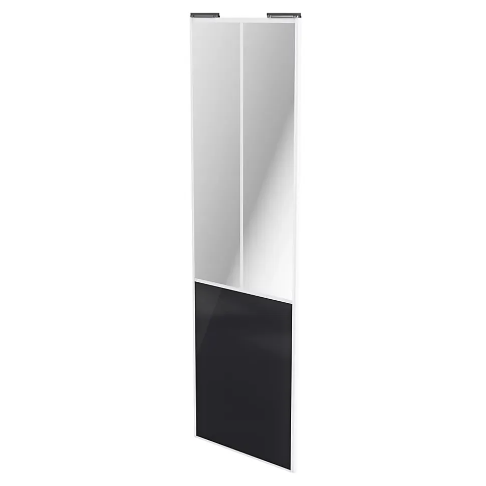 Porte de placard coulissante atelier noir profil blanc GoodHome Arius H. 248,5 x L. 76.2 cm + amortisseurs