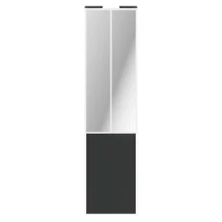 Porte de placard coulissante atelier gris foncé mat profil blanc GoodHome Arius H. 248,5 x L. 61.2 cm + amortisseurs