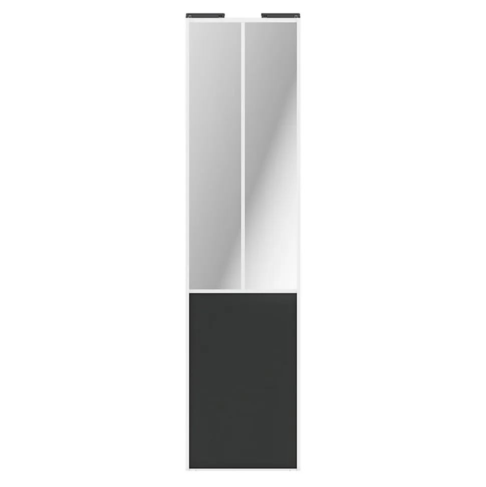 Porte de placard coulissante atelier gris foncé mat profil blanc GoodHome Arius H. 248,5 x L. 61.2 cm + amortisseurs