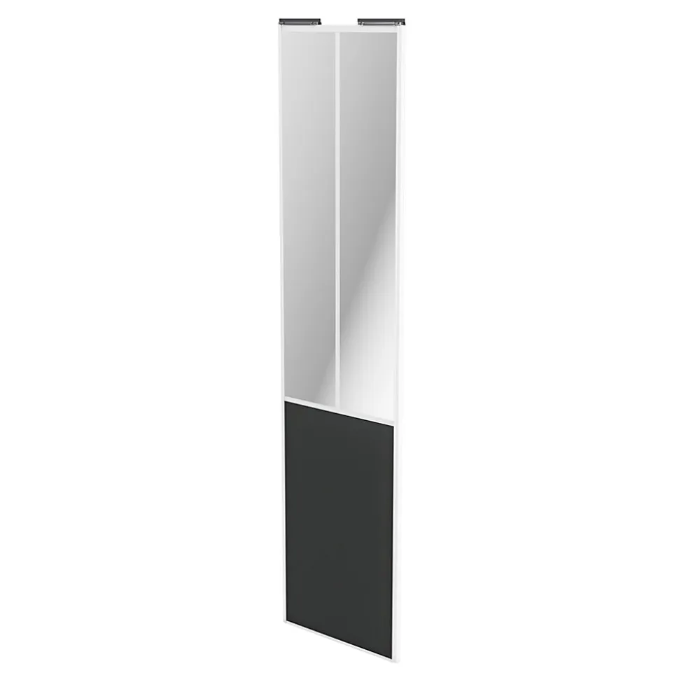 Porte de placard coulissante atelier gris foncé mat profil blanc GoodHome Arius H. 248,5 x L. 61.2 cm + amortisseurs