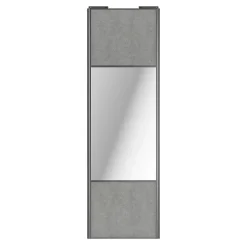 Porte de placard coulissante avec miroir béton profil gris GoodHome Arius H. 248,5 x L. 77.2 cm + amortisseurs