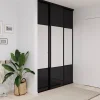 Porte de placard coulissante avec miroir noir profil noir GoodHome Arius H. 248,5 x L. 62.2 cm + amortisseurs