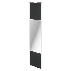 Porte de placard coulissante avec miroir gris foncé mat profil blanc GoodHome Arius H. 248,5 x L. 62.2 cm + amortisseurs