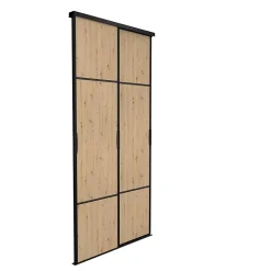 Porte de placard coulissante Pack City Décor chêne et noir 120 x 250 cm vendue par 2