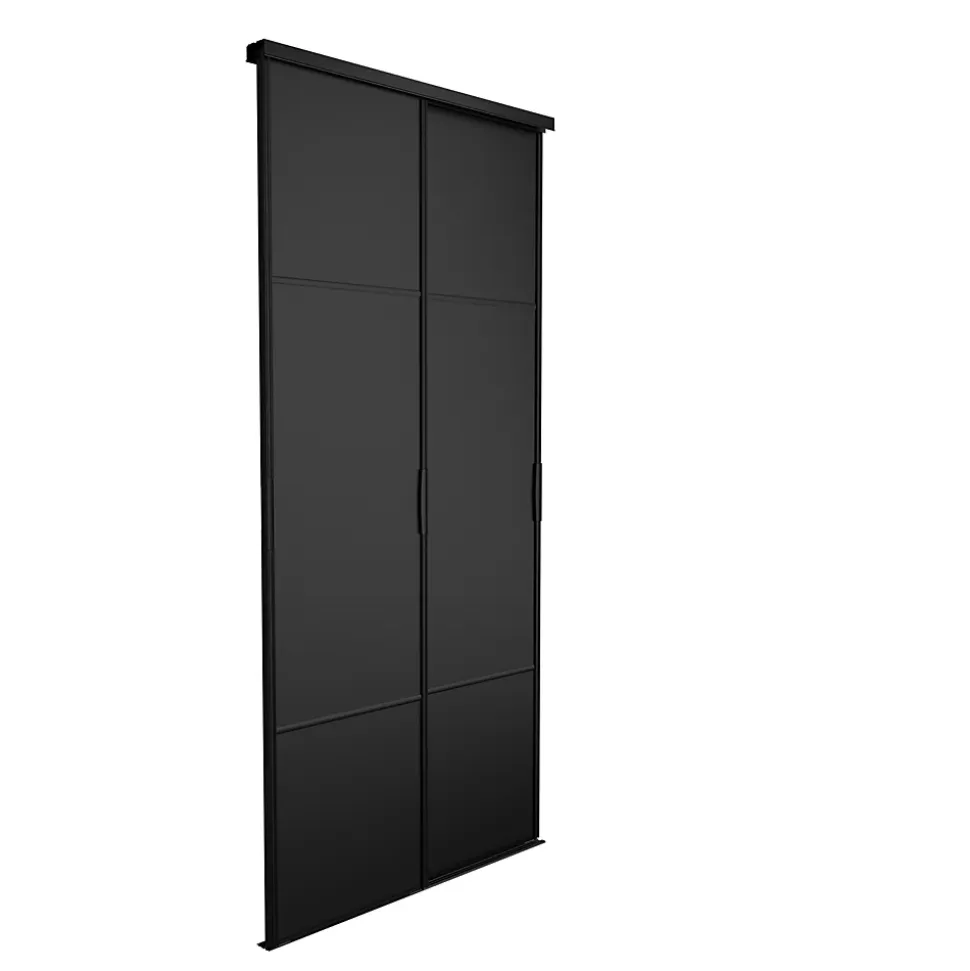 Porte de placard coulissante Pack City Décor chêne et noir 120 x 250 cm vendue par 2