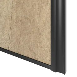 Porte de placard coulissante atelier effet chêne brut profil noir GoodHome Arius H. 248,5 x L. 61.2 cm + amortisseurs