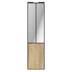 Porte de placard coulissante atelier effet chêne brut profil noir GoodHome Arius H. 248,5 x L. 61.2 cm + amortisseurs