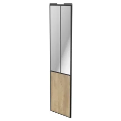 Porte de placard coulissante atelier effet chêne brut profil noir GoodHome Arius H. 248,5 x L. 61.2 cm + amortisseurs