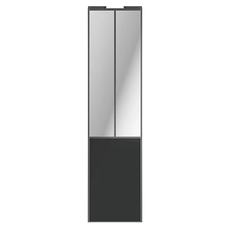 Porte de placard coulissante atelier gris foncé mat profil gris GoodHome Arius H. 248,5 x L. 61.2 cm + amortisseurs