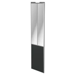 Porte de placard coulissante atelier gris foncé mat profil gris GoodHome Arius H. 248,5 x L. 61.2 cm + amortisseurs