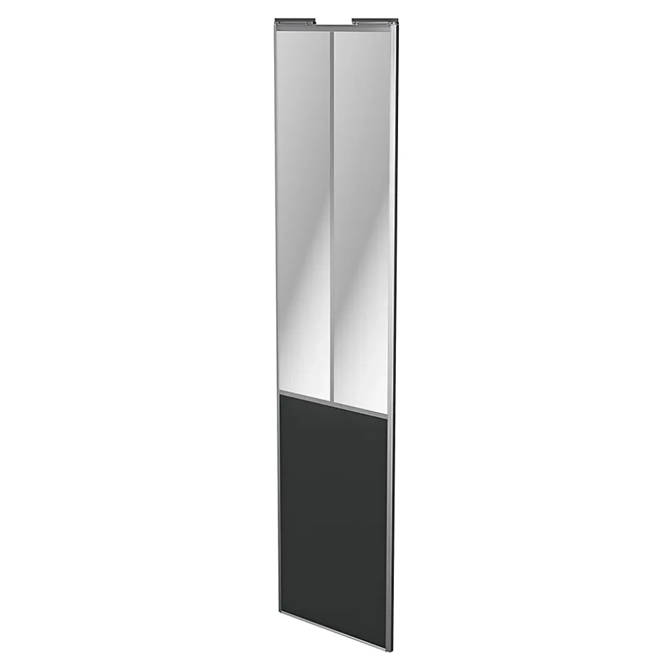 Porte de placard coulissante atelier gris foncé mat profil gris GoodHome Arius H. 248,5 x L. 61.2 cm + amortisseurs