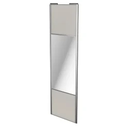 Porte de placard coulissante avec miroir gris clair mat profil gris GoodHome Arius H. 248,5 x L. 77.2 cm + amortisseurs
