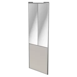Porte de placard coulissante atelier gris clair mat profil gris GoodHome Arius H. 248,5 x L. 91.2 cm + amortisseurs