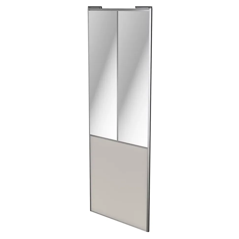 Porte de placard coulissante atelier gris clair mat profil gris GoodHome Arius H. 248,5 x L. 91.2 cm + amortisseurs