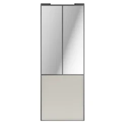 Porte de placard coulissante atelier gris clair mat profil gris GoodHome Arius H. 248,5 x L. 91.2 cm + amortisseurs