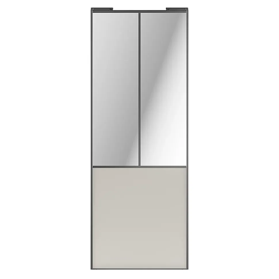 Porte de placard coulissante atelier gris clair mat profil gris GoodHome Arius H. 248,5 x L. 91.2 cm + amortisseurs