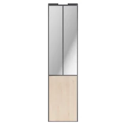 Porte de placard coulissante atelier effet chêne clair profil gris GoodHome Arius H. 248,5 x L. 61.2 cm + amortisseurs