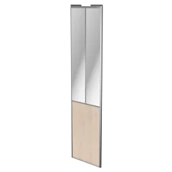 Porte de placard coulissante atelier effet chêne clair profil gris GoodHome Arius H. 248,5 x L. 61.2 cm + amortisseurs