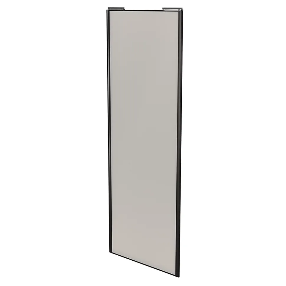 Porte de placard coulissante gris clair mat profil noir GoodHome Arius H. 248,5 x L. 92.2 cm + amortisseurs