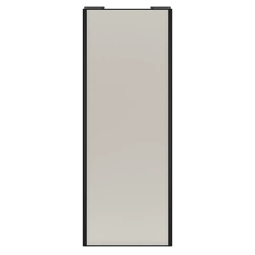 Porte de placard coulissante gris clair mat profil noir GoodHome Arius H. 248,5 x L. 92.2 cm + amortisseurs