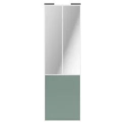 Porte de placard coulissante atelier vert de gris profil blanc GoodHome Arius H. 248,5 x L. 76.2 cm + amortisseurs