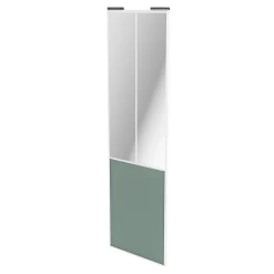 Porte de placard coulissante atelier vert de gris profil blanc GoodHome Arius H. 248,5 x L. 76.2 cm + amortisseurs