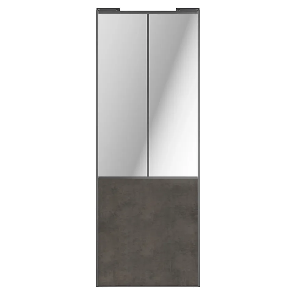 Porte de placard coulissante atelier gris antique profil gris GoodHome Arius H. 248,5 x L. 91.2 cm + amortisseurs
