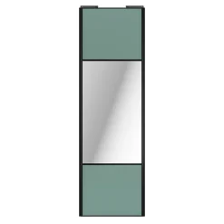 Porte de placard coulissante avec miroir vert de gris profil noir GoodHome Arius H. 248,5 x L. 77.2 cm + amortisseurs