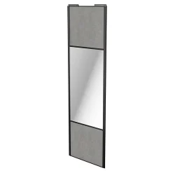 Porte de placard coulissante avec miroir béton profil noir GoodHome Arius H. 248,5 x L. 77.2 cm + amortisseurs