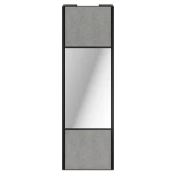 Porte de placard coulissante avec miroir béton profil noir GoodHome Arius H. 248,5 x L. 77.2 cm + amortisseurs