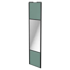 Porte de placard coulissante avec miroir vert de gris profil noir GoodHome Arius H. 248,5 x L. 62.2 cm + amortisseurs