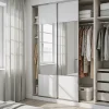 Porte de placard coulissante avec miroir blanc brillant profil gris GoodHome Arius H. 248,5 x L. 62.2 cm + amortisseurs