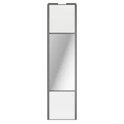 Porte de placard coulissante avec miroir blanc brillant profil gris GoodHome Arius H. 248,5 x L. 62.2 cm + amortisseurs