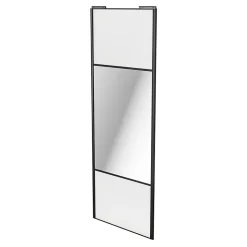 Porte de placard coulissante avec miroir blanc profil noir GoodHome Arius H. 248,5 x L. 92.2 cm + amortisseurs
